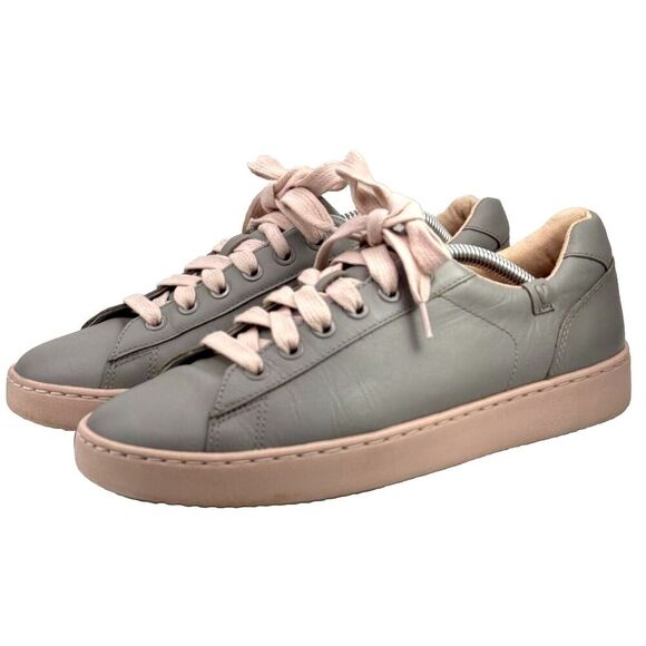 Vionic Sneakers Womens Sz 7 Gray Pink Mable Pro Leather Lace-up Slip Resistant - Picture 2 of 12